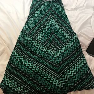 Turquoise patterned maxi skirt